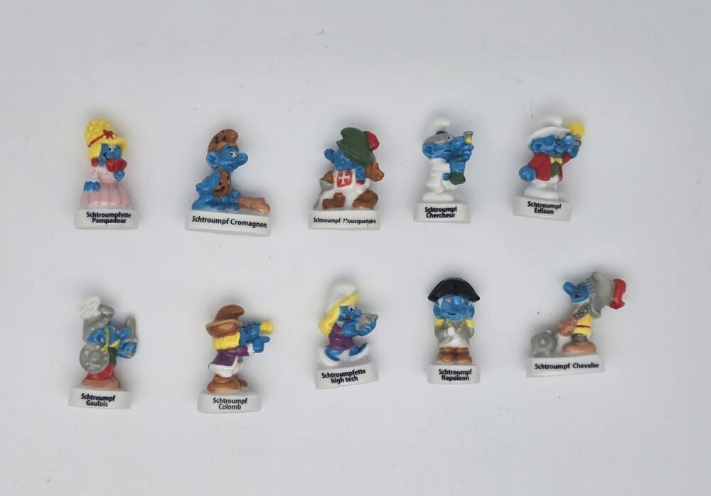 French Feves Smurfs Evolution set - 2016 Ceramic Mini Set of 10 Peyo King Cake